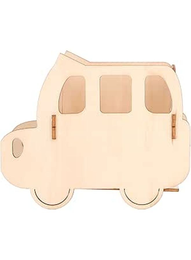 Easy Assembly London Bus Wooden Pen Holder Desk Organizer For Kids Home Office - Image 1
