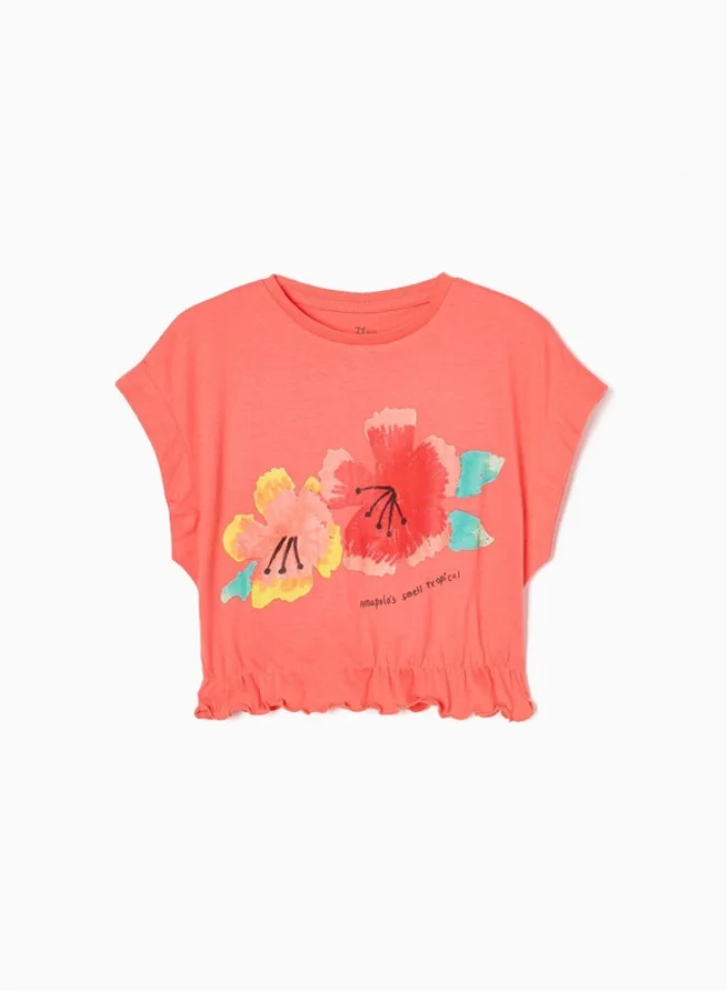 Zippy Cotton T-shirt for Girls 'Poppy', Coral