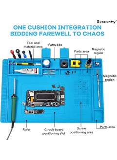 erorex Silicone Soldering Mat Anti Static Heat Insulation Pad With Magnetic Region And Scale Ruler Multifunction Repair Mat Workbench For Electronics Smartphone Laptop Watch 45 * 30Cm  - Image 3