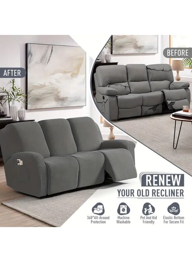 طقم غطاء أريكة ثلاثية المقاعد قابل للانحناء باللون البني القهوة الغامق، كامل التغطية، مصنوع من المخمل الصناعي المشابه للجاد - Image 3