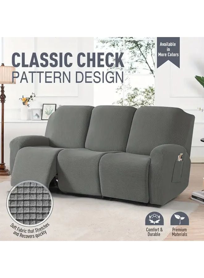 طقم غطاء أريكة ثلاثية المقاعد قابل للانحناء باللون البني القهوة الغامق، كامل التغطية، مصنوع من المخمل الصناعي المشابه للجاد - Image 5