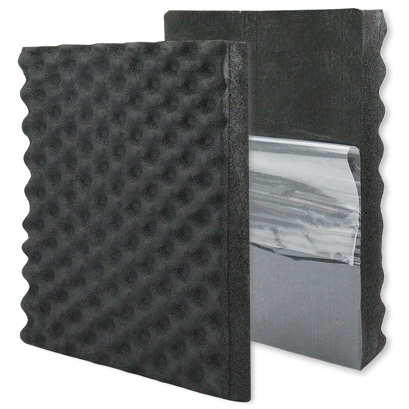 BXI Soundproofing Closed Cell Foam - 2 Pack Self-Adhesive 16'' X 12'' X 1.8'' Thickened Egg Crate Sound Proof Foam - Acoustic Foam Panels Great for Noise & Thermal Insulation (Black) - Image 1