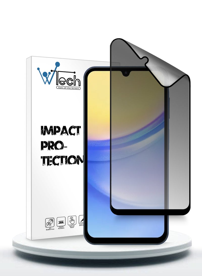 دبليو تيك نانو سيراميك للخصوصية، غراء كامل، غطاء كامل غير لامع، واقي شاشة مرن لهاتف سامسونج جالاكسي A15 4G / 5G 2023 شفاف/أسود - Image 1