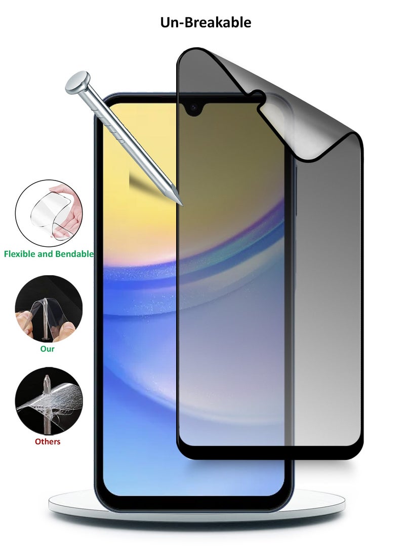 دبليو تيك نانو سيراميك للخصوصية، غراء كامل، غطاء كامل غير لامع، واقي شاشة مرن لهاتف سامسونج جالاكسي A15 4G / 5G 2023 شفاف/أسود - Image 4