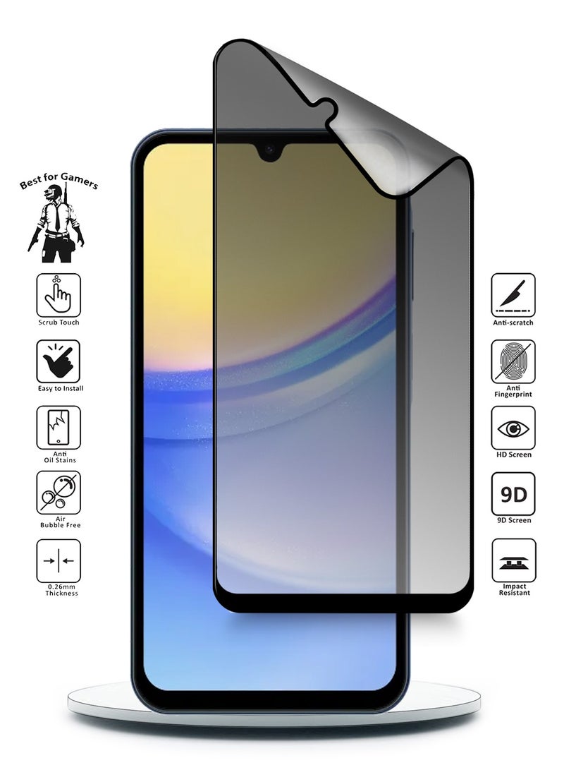 دبليو تيك نانو سيراميك للخصوصية، غراء كامل، غطاء كامل غير لامع، واقي شاشة مرن لهاتف سامسونج جالاكسي A15 4G / 5G 2023 شفاف/أسود - Image 2