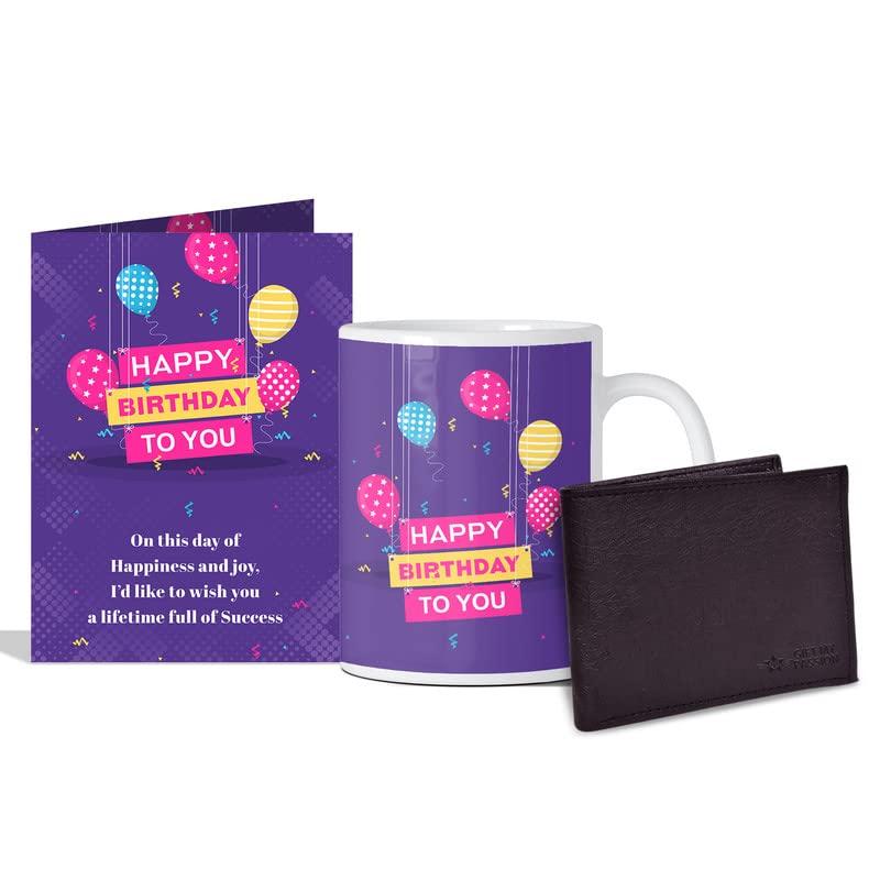 GIFT MY PASSION GIFT MY PASSION Happy Birthday to You On This Day of Happiness Greeting Card Mens Wallet Coffee Mug 350 ml Birthday Gift Combo