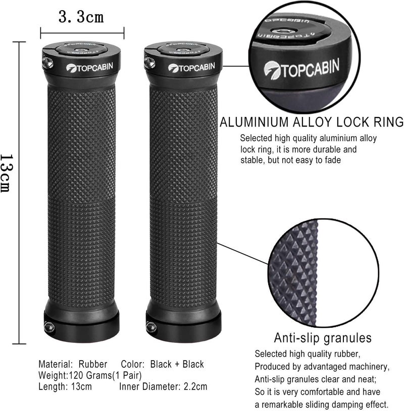 TOPCABIN Double Lock Bicycle Handlebar Grips - Rubber Comfortable BMX Mountain Bike Grips - Image 4