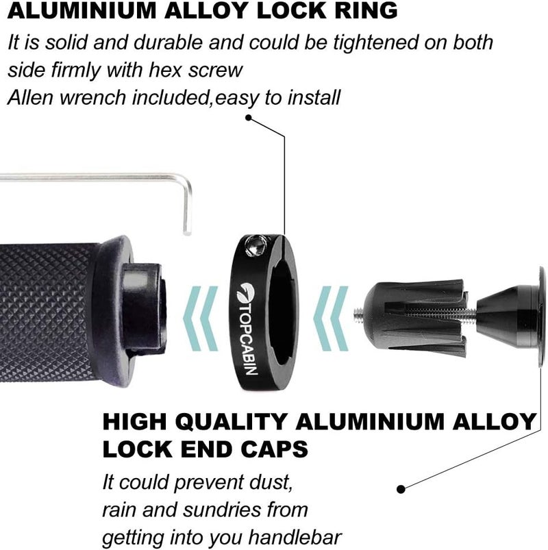 TOPCABIN Double Lock Bicycle Handlebar Grips - Rubber Comfortable BMX Mountain Bike Grips - Image 2