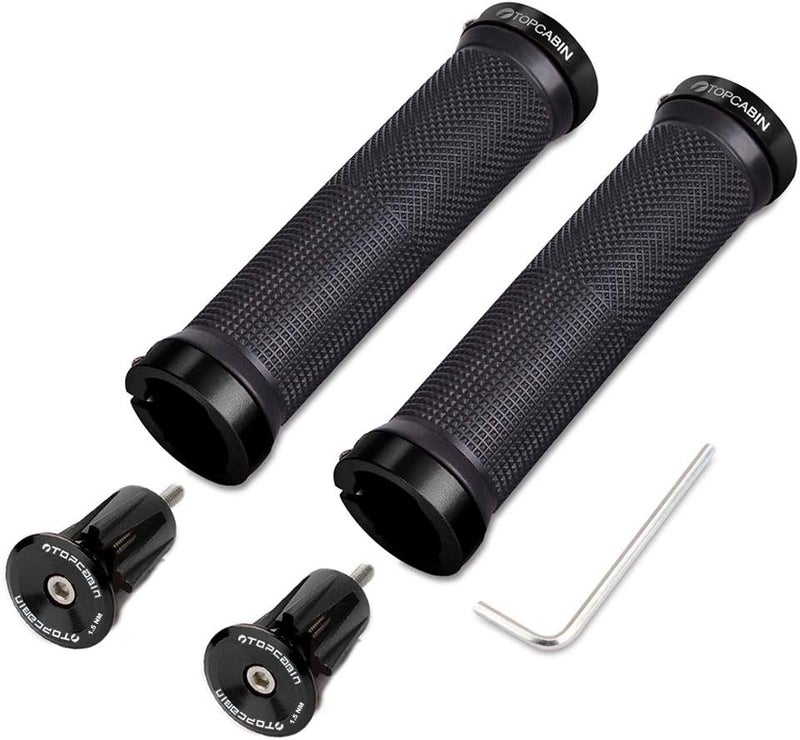 TOPCABIN Double Lock Bicycle Handlebar Grips - Rubber Comfortable BMX Mountain Bike Grips - Image 1