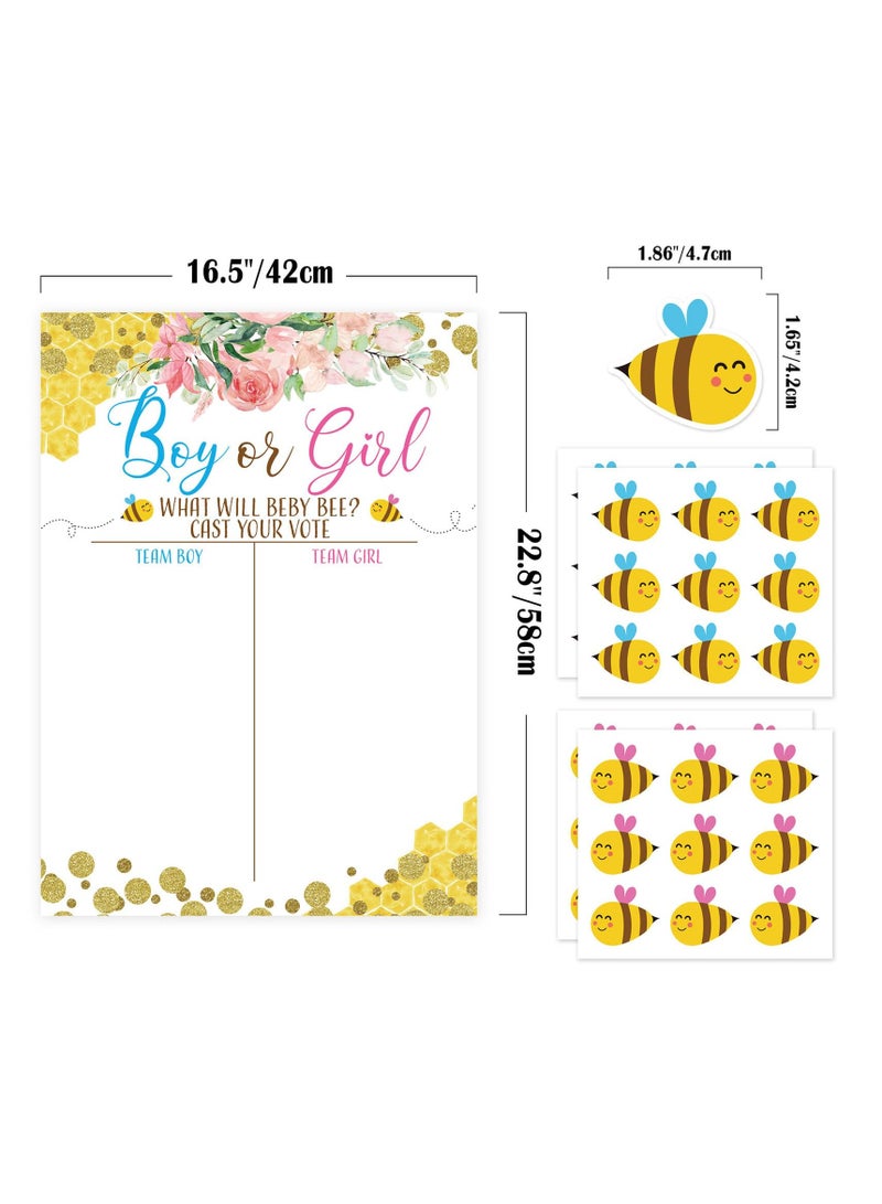 KASTWAVE Baby Gender Reveal Board, Party Supplies Kit with Decorations Games Gender Reveal Voting Poster Board with Stickers, Chalkboard Design Party Games Kit (Bee) - Image 5