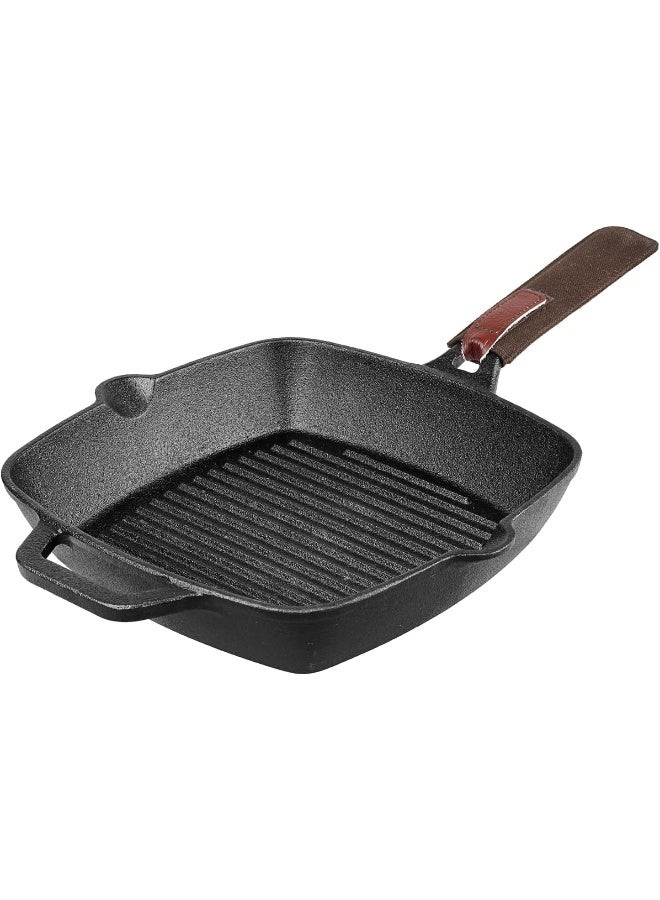 VINOD مقلاة الشواء من الحديد الزهر مسبقة التتبيل من فينود ليجاسي - 24 سم، مناسبة للطبخ بالحث، سوداء - Image 5