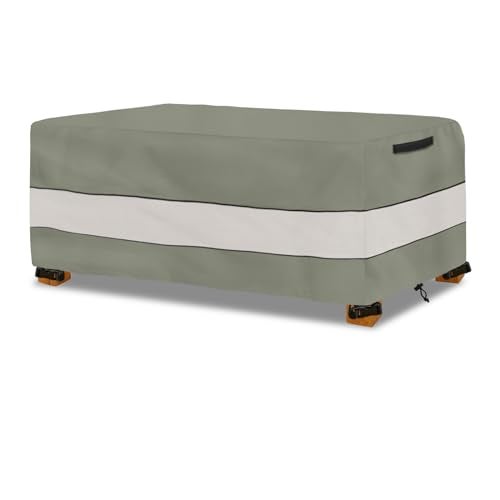 Aacabo Waterproof Outdoor Coffee Table CoverRectangular Patio Small Side Table CoverOutdoor Table Covers Rectangle Waterproof48 x 28 x 16 inch Grey Green - Image 1