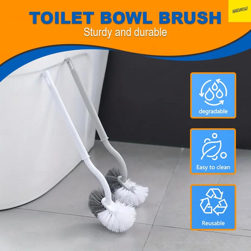 Karomouj Modern Bathroom Cleaning Brush with Holder - Deep Cleaning Brush for Toilet, Sink, Tub & Tile - Stylish Bathroom Accessories & Cleaning Supplies (Multicolor) - Image 3