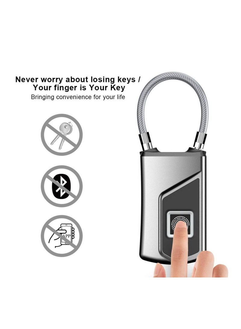 SOLARAE Fingerprint Padlock,Electronic Door Lock Fingerprint Recognition Smart Keyless Rechargeable Waterproof Security Antitheft Padlock for Backpack Suitcase Bicycle - Image 2