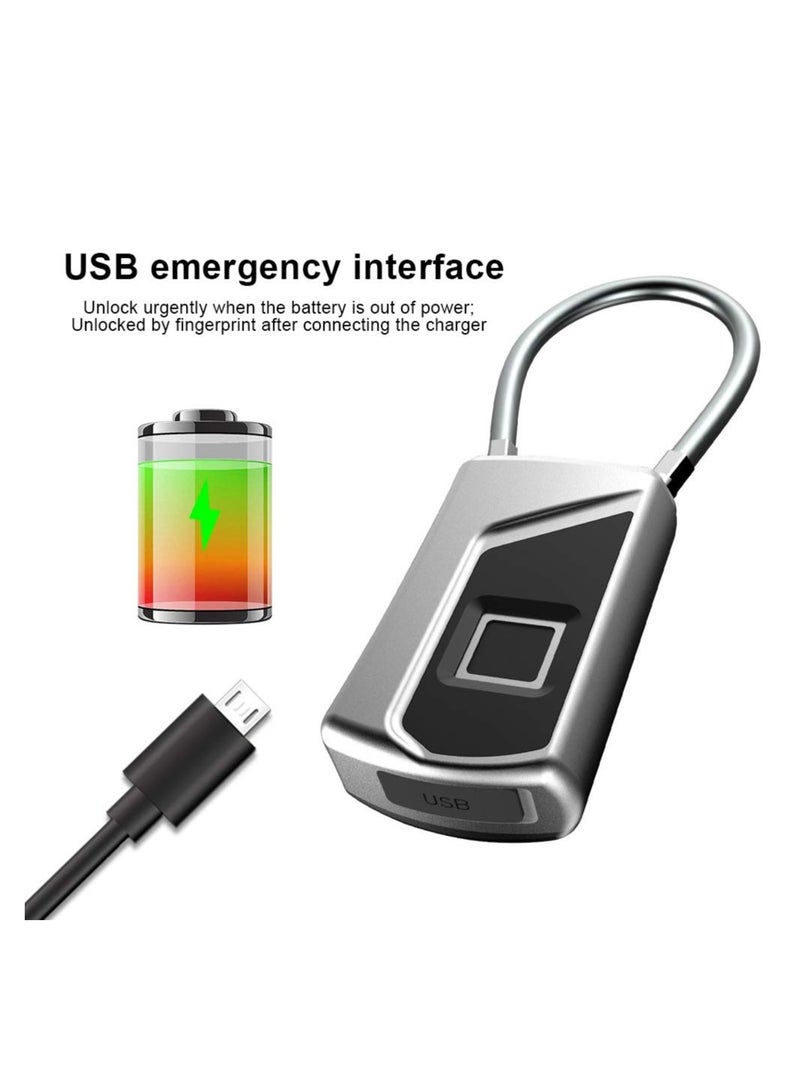 SOLARAE Fingerprint Padlock,Electronic Door Lock Fingerprint Recognition Smart Keyless Rechargeable Waterproof Security Antitheft Padlock for Backpack Suitcase Bicycle - Image 5