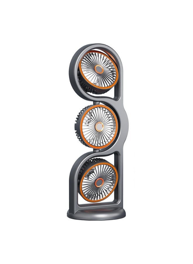 Three Head Mini Desktop Tower Fan – Portable USB Rechargeable Personal Air Circulator with Wide Angle 360° Air Supply, 3 Independent Cooling Turbines, Multi-Speed Airflow & Built-In LED Night Light for Home - Image 1