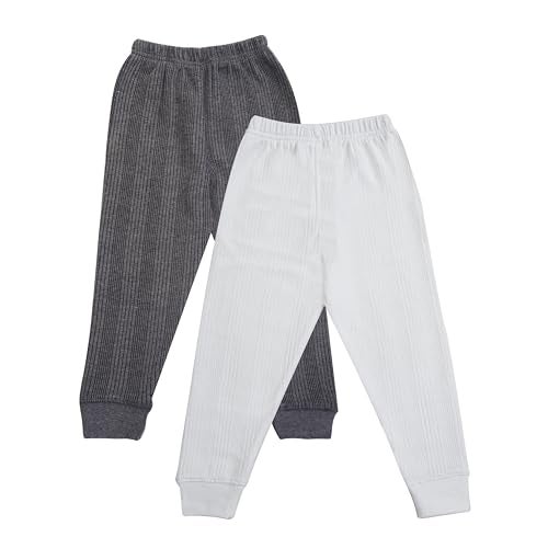 CLAP Kids Thermal Pajamas Warm Lower Winter Regular Mid Rise Track Pants Set of 2 (Black White, 6-8 Years) - Image 1