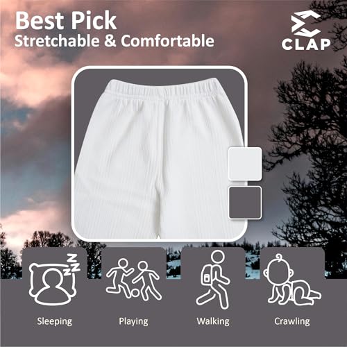 CLAP Kids Thermal Pajamas Warm Lower Winter Regular Mid Rise Track Pants Set of 2 (Black White, 6-8 Years) - Image 5