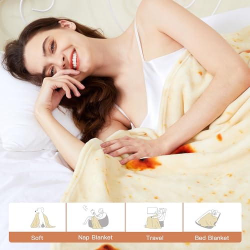 Admitrack Tortilla Envelop Blanket, Burritos Round Envelop, Funny Realistic Food Round, Novelty Burritos Throw for Adults & Kids (Double Sided) - Image 2