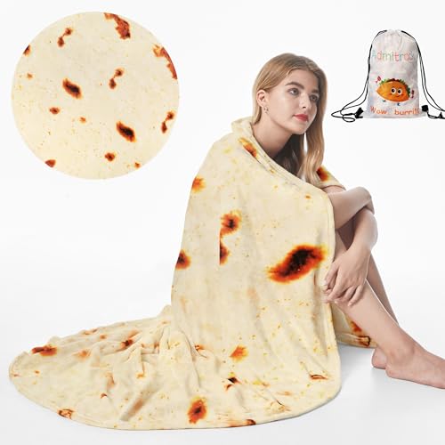 Admitrack Tortilla Envelop Blanket, Burritos Round Envelop, Funny Realistic Food Round, Novelty Burritos Throw for Adults & Kids (Double Sided) - Image 1