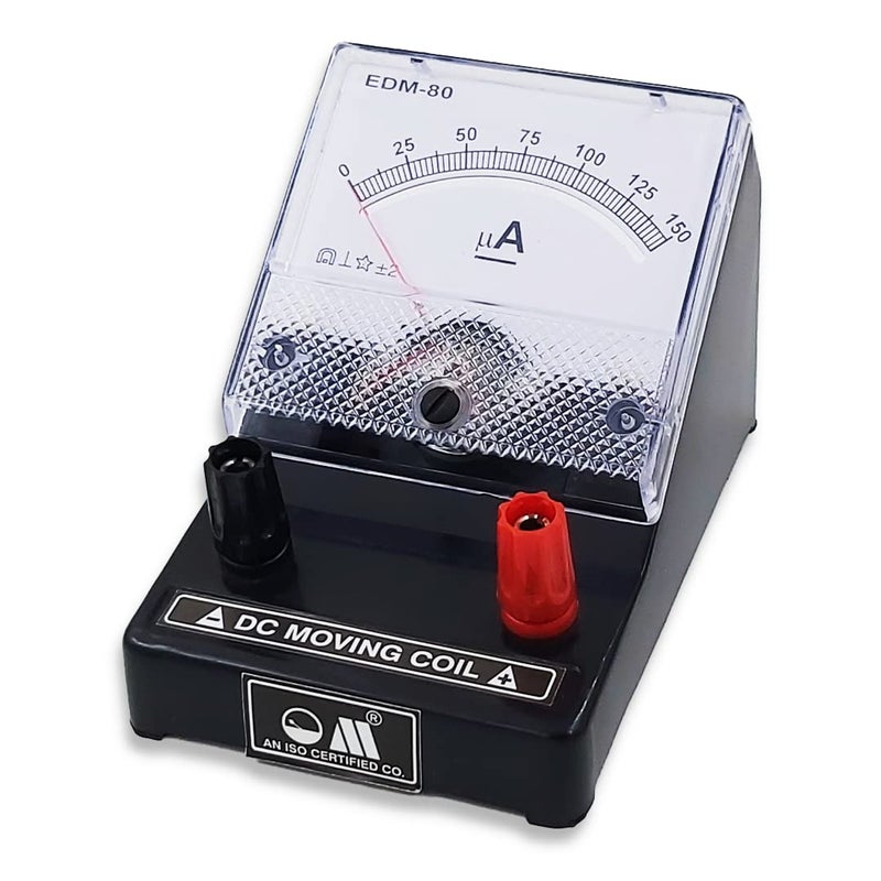 OM ® Meters EDM-80 Desk Stand Analog 0-150 uA Micro Ammeter | Moving Coil Ampere Meter | Meter For Educational purpose | Black - Image 2