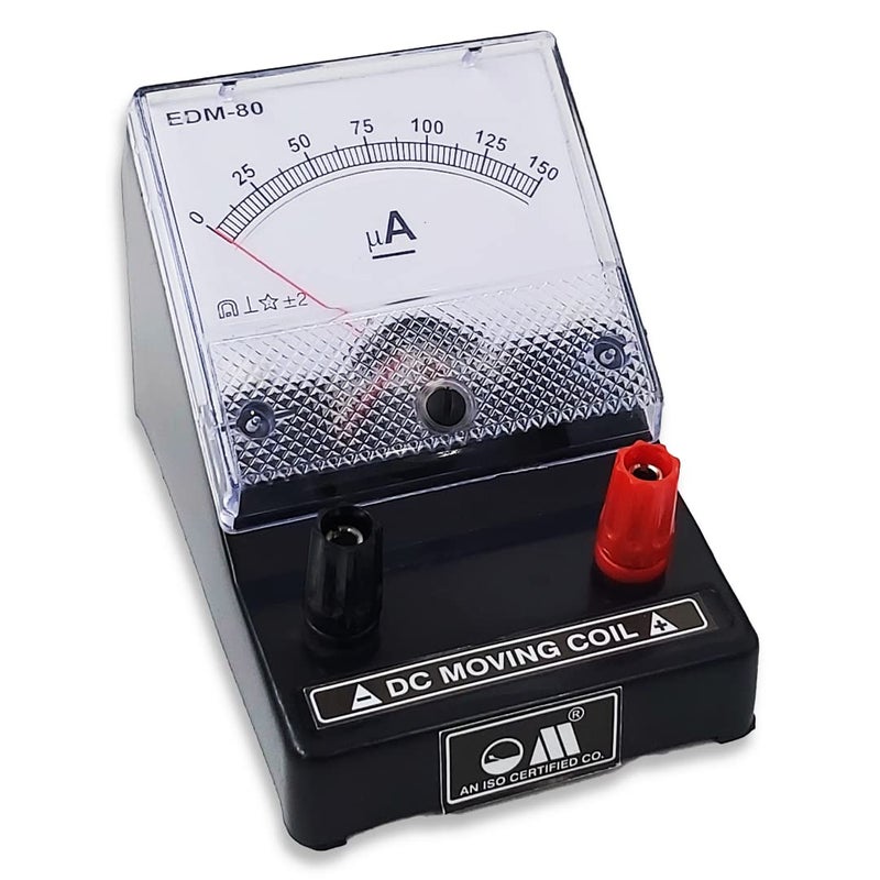 OM ® Meters EDM-80 Desk Stand Analog 0-150 uA Micro Ammeter | Moving Coil Ampere Meter | Meter For Educational purpose | Black - Image 3