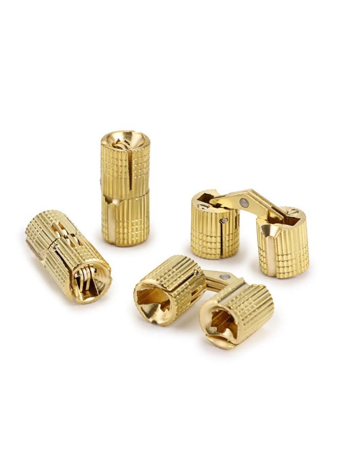 Generic Concealed Brass Barrel Hinges for Furniture, 180 Degree Opening Cabinet Hinges for DIY Jewelry Box, 10mm, Pack of 4  - Image 3