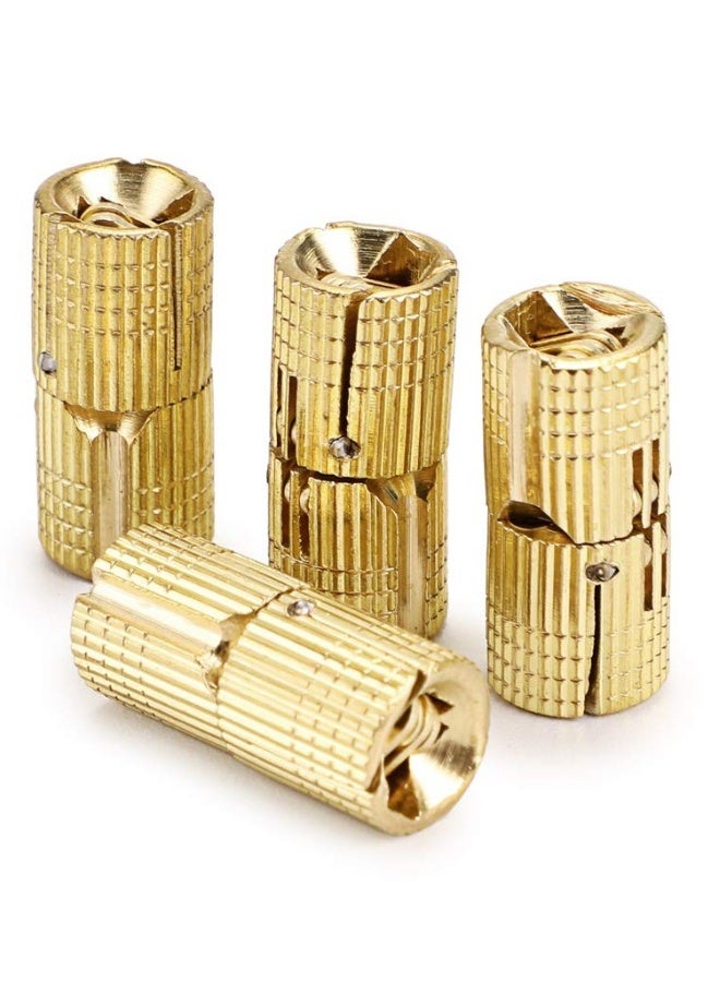 Generic Concealed Brass Barrel Hinges for Furniture, 180 Degree Opening Cabinet Hinges for DIY Jewelry Box, 10mm, Pack of 4  - Image 1