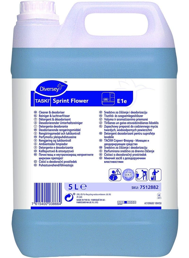 Diversey Taski Sprint Flower - Multi-Purpose Cleaner with Floral Scent for Effective and Efficient Cleaning of Hard Surfaces - Ideal for Commercial and Residential Use - Image 1