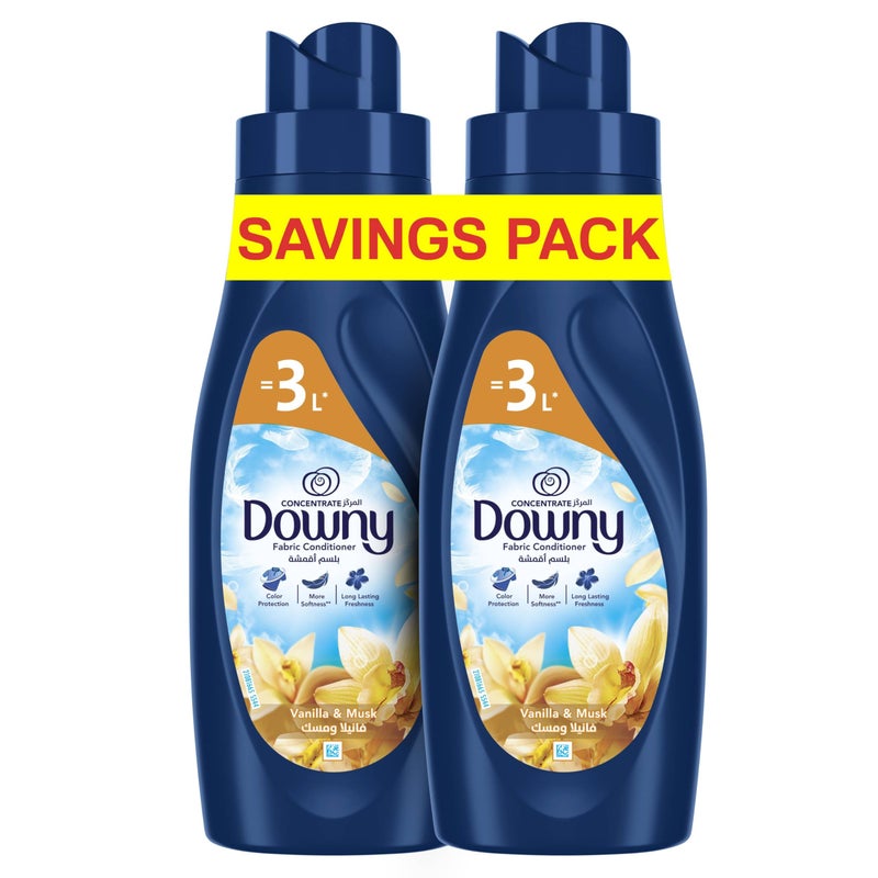 Downy Fabric Conditioner, Concentrate, Vanilla & Musk Variant, Color Protection, More Softness, Longer Lasting Freshness, 1L Dual Pack - Image 1