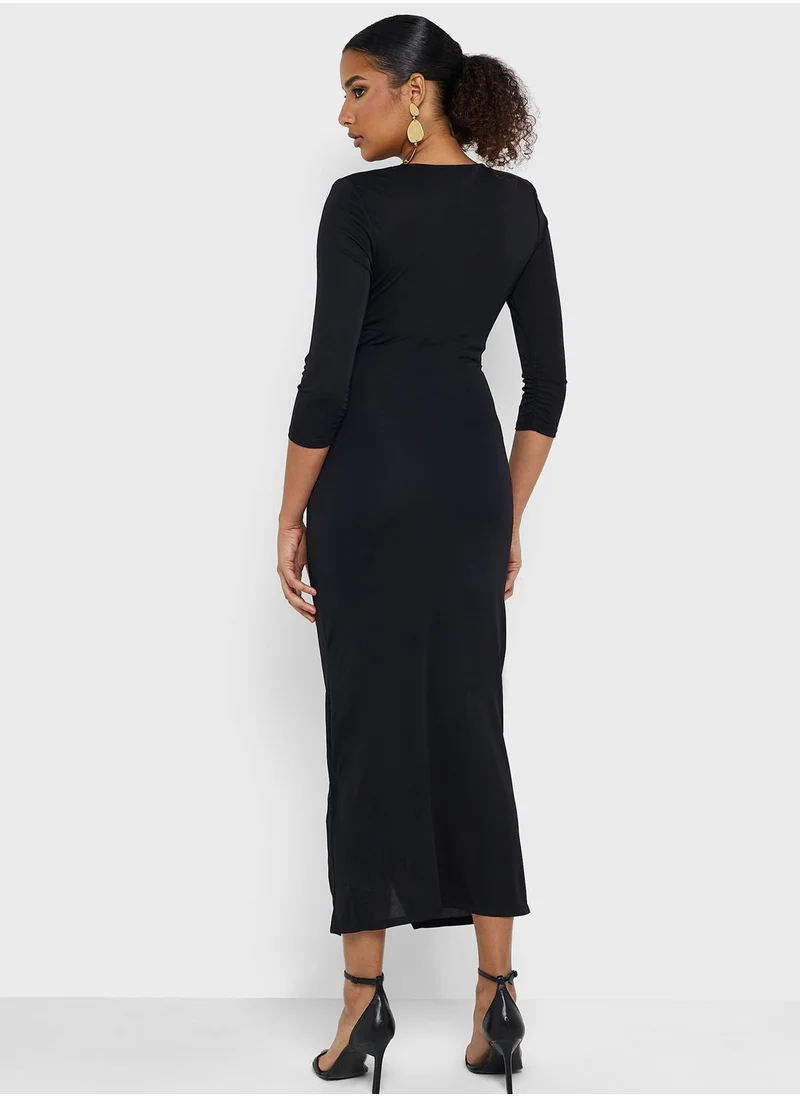 مونتانيا Surplice Neck Wrap Dress