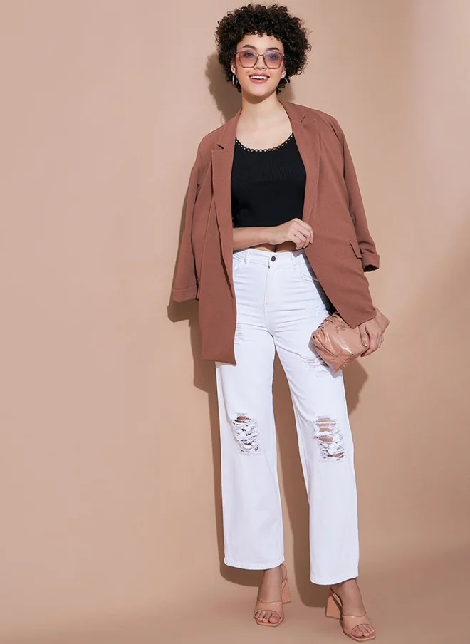 SASSAFRAS Mildly Distressed White Jeans for Women