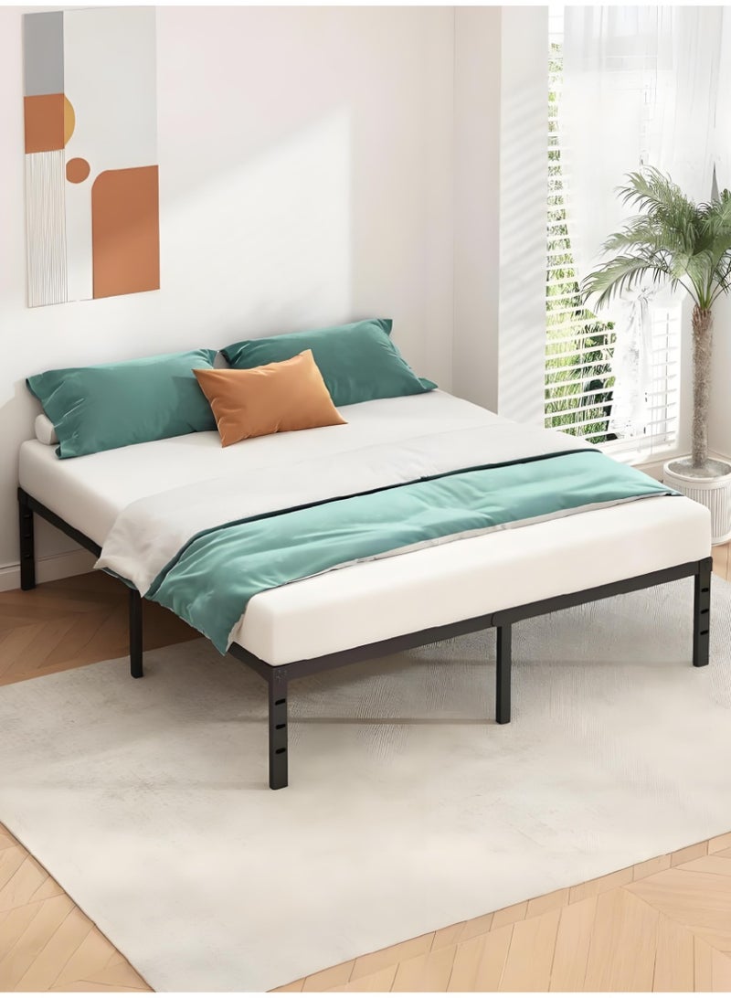 XiuWoo 150x200cm Bed Frame Platform with Storage Space, Metal Platform Bed Frame, 35cm Height, No Box Spring Needed for Bedroom - Image 1