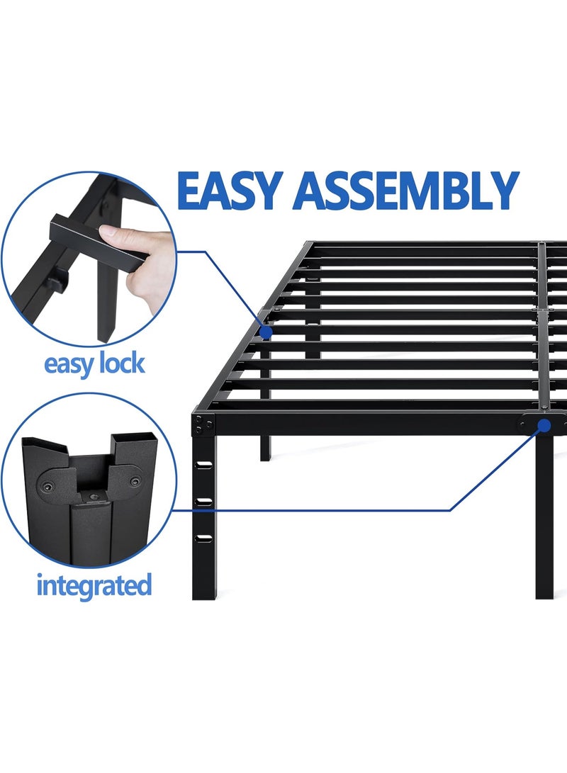 XiuWoo 150x200cm Bed Frame Platform with Storage Space, Metal Platform Bed Frame, 35cm Height, No Box Spring Needed for Bedroom - Image 5