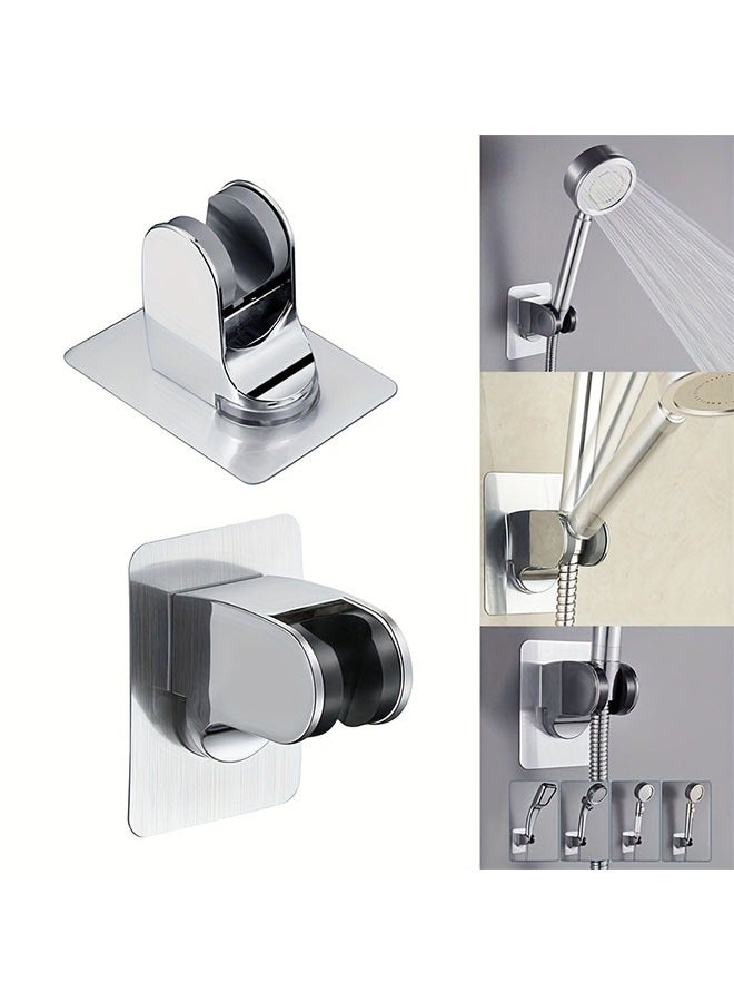 Strong Adhesive Shower Holder, Adjustable Chrome Finish Shower Head Holder, Handheld Shower Holder Wall Mount Shower Bracket by, No Tools Required and Easy Installation without drilling, Bathroom Accessories,Silver  - Image 1