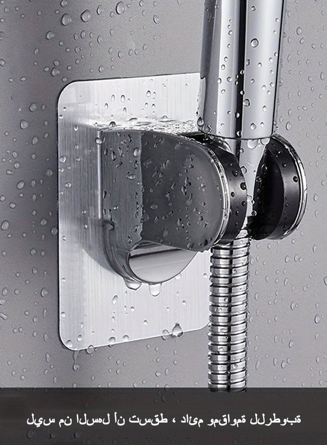 Strong Adhesive Shower Holder, Adjustable Chrome Finish Shower Head Holder, Handheld Shower Holder Wall Mount Shower Bracket by, No Tools Required and Easy Installation without drilling, Bathroom Accessories,Silver  - Image 2