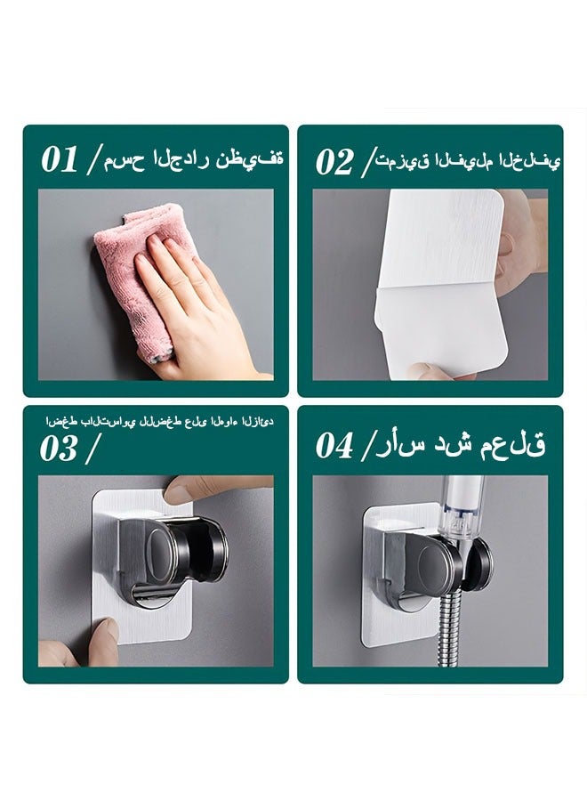 Strong Adhesive Shower Holder, Adjustable Chrome Finish Shower Head Holder, Handheld Shower Holder Wall Mount Shower Bracket by, No Tools Required and Easy Installation without drilling, Bathroom Accessories,Silver  - Image 3