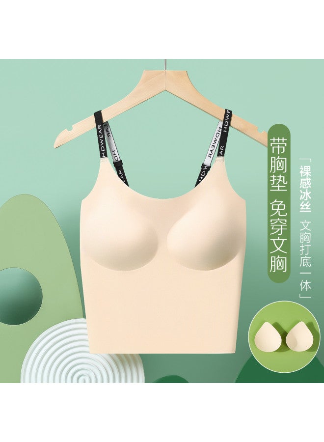 Red Bean Seamless Camisole Top With Built-In Padded Bra - Women'S Short Sleeveless Undershirt Layering Tank Top - Image 2