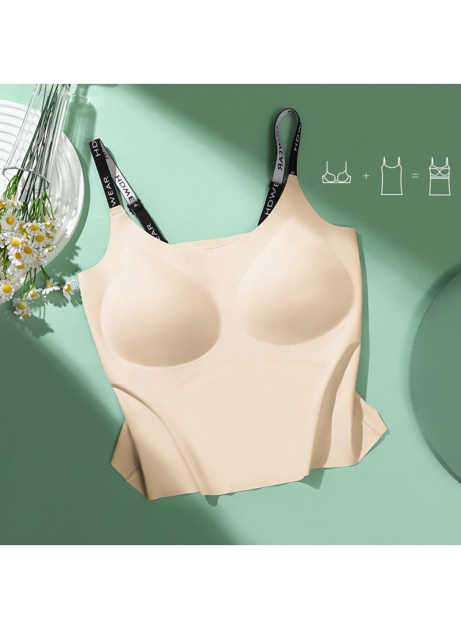 Red Bean Seamless Camisole Top With Built-In Padded Bra - Women'S Short Sleeveless Undershirt Layering Tank Top - Image 3