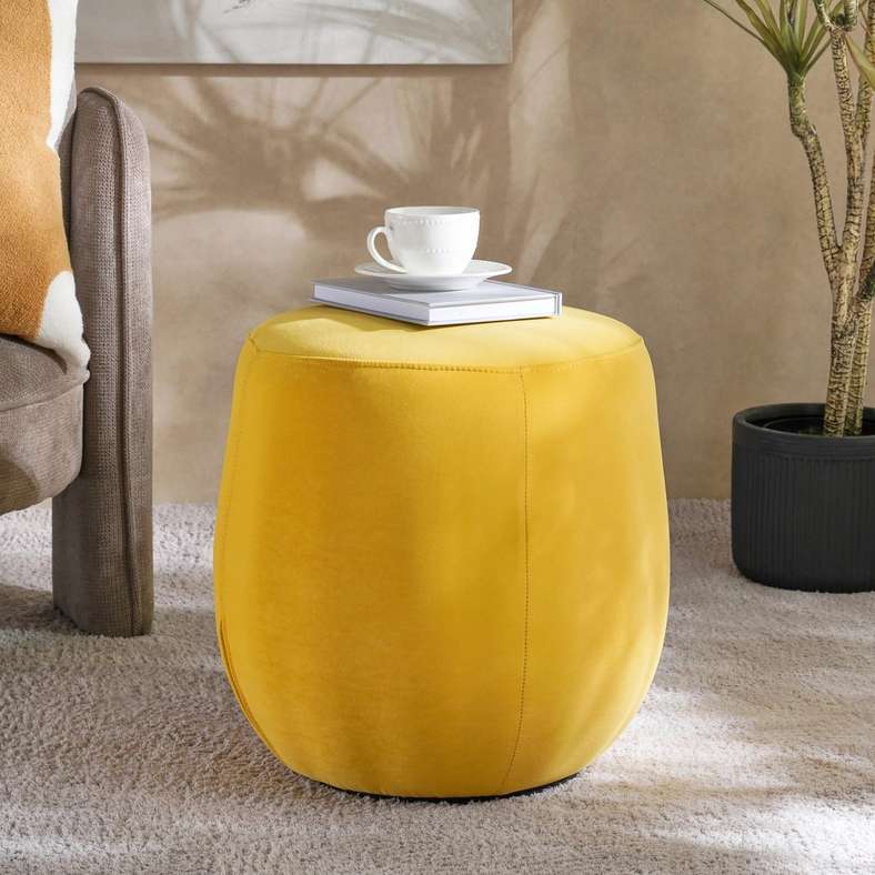 Pan Home Yellow Pouf for Home Decor