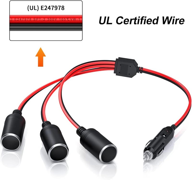 Electop 1 to 3 Car Cigarette Lighter Socket Splitter Adapter - DC 12V 24V Power Charger - Image 3