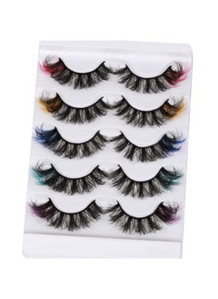 Focipeysa Colored Lashes Fluffy Mink Eyelashes Pink End 8D Dramatic Wispy Lashes C Curl 5 Color Mixed False Eyelashes Eye (Pink Orange Purple Green Blue)  - Image 2