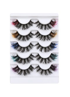Focipeysa Colored Lashes Fluffy Mink Eyelashes Pink End 8D Dramatic Wispy Lashes C Curl 5 Color Mixed False Eyelashes Eye (Pink Orange Purple Green Blue)  - Image 3