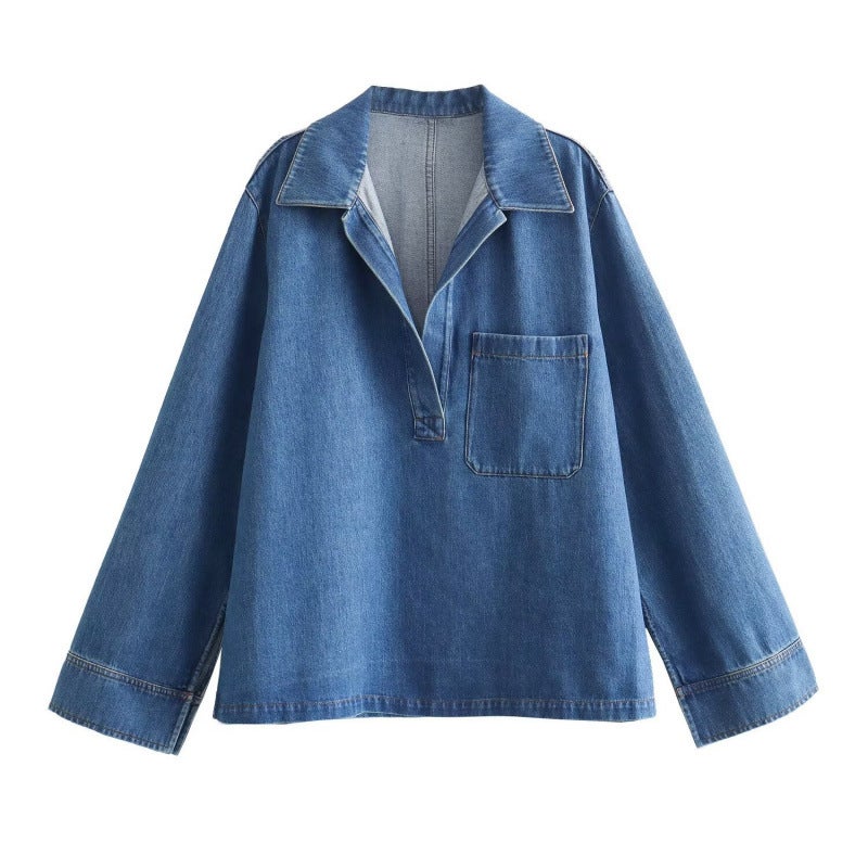 Cross-border foreign trade Amazon womens 2024 fashion wash water Denim top elastic waist trousers casual Denim suit Tops