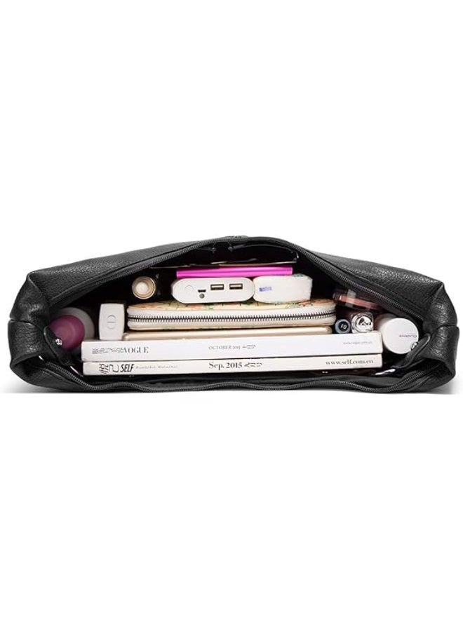 Hobo Taschen fr Damen, weiches PU-Leder, lockere Schultertasche, Geldbrse mit Reiverschluss - Image 3