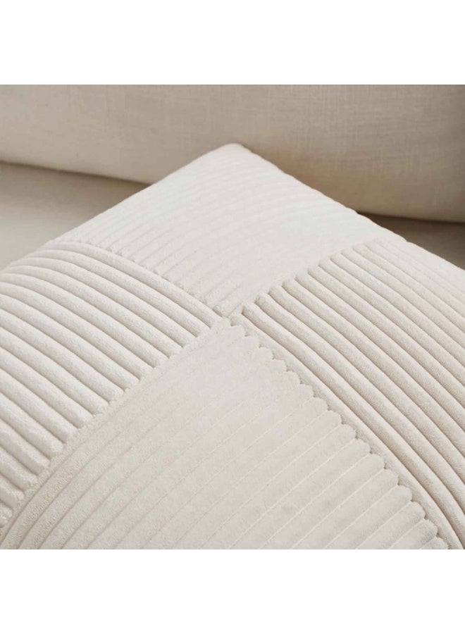 2 Packs,Boho Throw Pillow Covers,Cream Decorative Throw Pillow Covers 18x18 Inch for Living Room Couch Bed Sofa, Rustic Farmhouse Home Decor, Soft Corss Corduroy Patchwork Textured Square Cushion Case 45x45 cm - Image 4