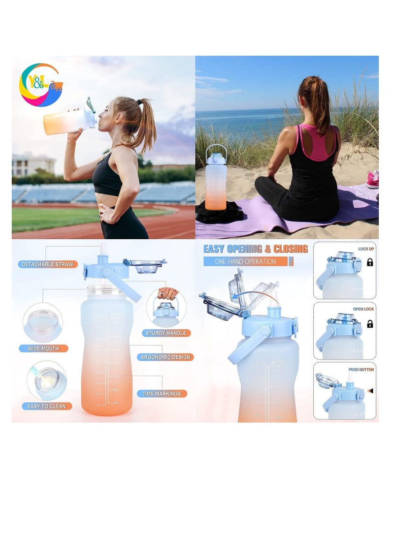 PAMEER Water Bottle,  64oz/2L Motivational Water Bottle with Straw and 2D+3D Stickers, Time Marker Sports Drinking Water Bottle, Leak-Proof BPA Free, Perfect for Office, Fitness, Gym & Outdoor Sports  - Image 5