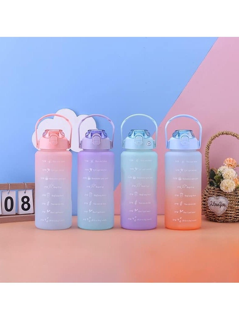 PAMEER Water Bottle,  64oz/2L Motivational Water Bottle with Straw and 2D+3D Stickers, Time Marker Sports Drinking Water Bottle, Leak-Proof BPA Free, Perfect for Office, Fitness, Gym & Outdoor Sports  - Image 3