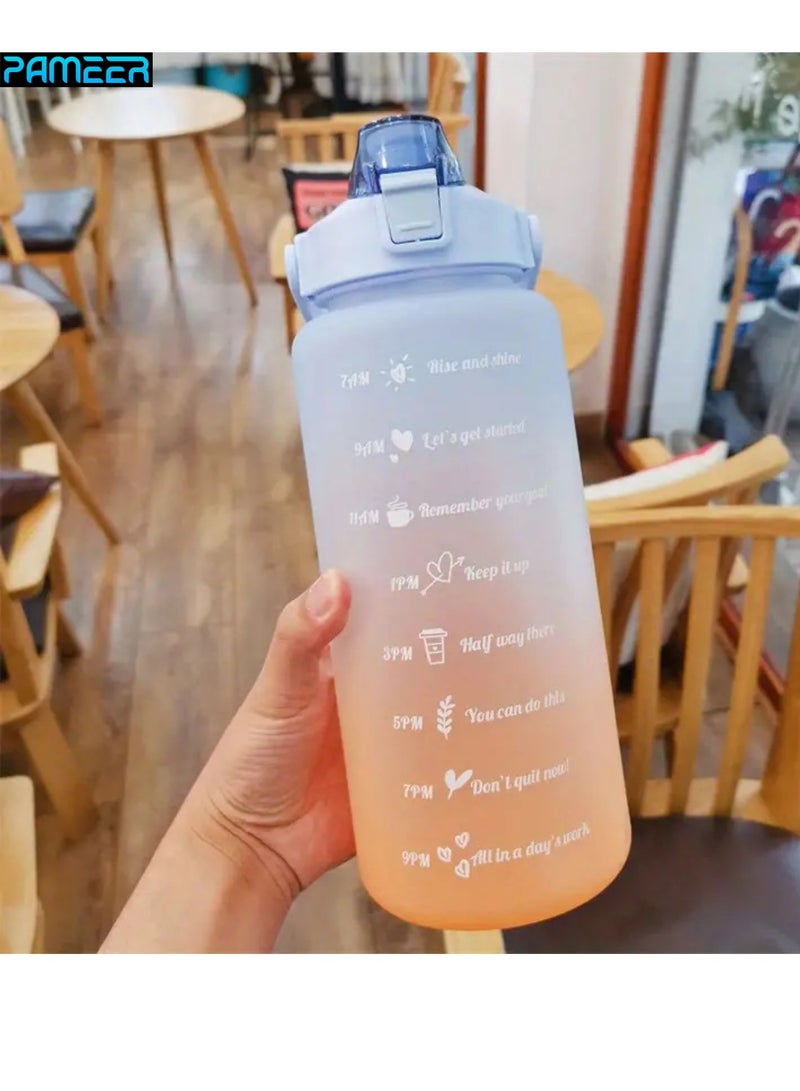PAMEER Water Bottle,  64oz/2L Motivational Water Bottle with Straw and 2D+3D Stickers, Time Marker Sports Drinking Water Bottle, Leak-Proof BPA Free, Perfect for Office, Fitness, Gym & Outdoor Sports  - Image 2