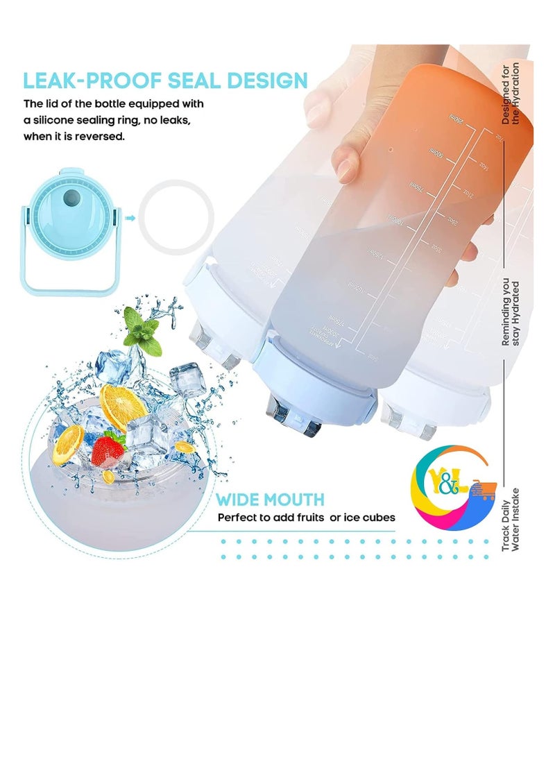 PAMEER Water Bottle,  64oz/2L Motivational Water Bottle with Straw and 2D+3D Stickers, Time Marker Sports Drinking Water Bottle, Leak-Proof BPA Free, Perfect for Office, Fitness, Gym & Outdoor Sports  - Image 4